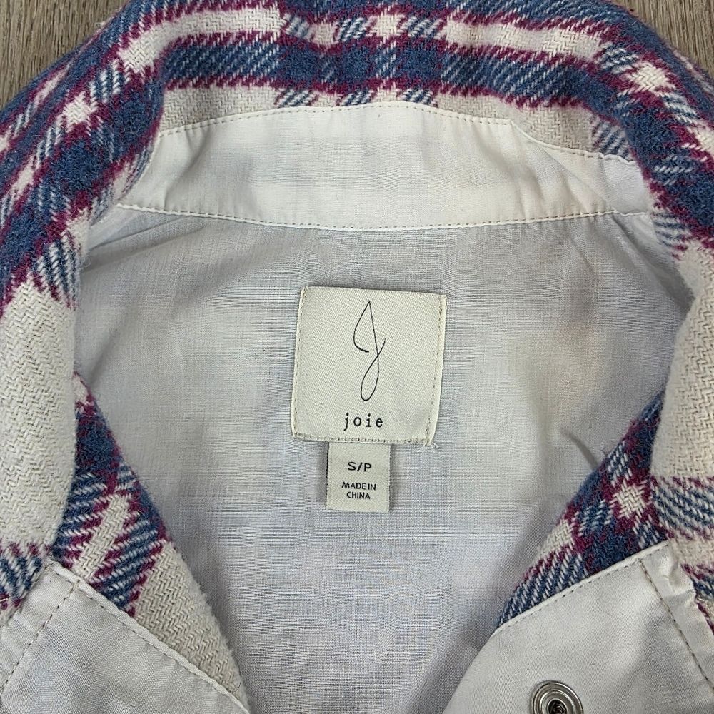 Joie Plaid Wool Blend Button Up Jacket Size S - image 6